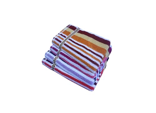 Image of Space Fly 500 GSM Cotton Hand Towels 11x17 Inch - Pack of 4 Soft & Absorbent Striped Face Towels - Quick Dry, Lightweight, Skin-Friendly - for Kitchen, Gym, Bath, Travel