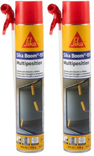 SIKA - Multiposition Espuma de poliuretano - SikaBoom-151 - Amarillo claro - De alta expansión, multiposición, para fijar, rellenar y aislar frente a ruidos, frío y corrientes de aire - 750ml