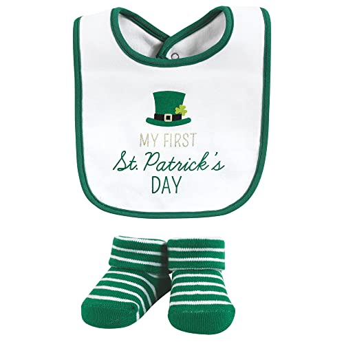 Image of Hudson Baby Unisex Baby Cotton Bib and Sock Set, Lucky Charm, One Size