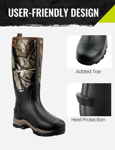 TIDEWE Hunting Boot for Men, Insulated Waterproof Sturdy 16" Men's Hunting Boot, 6mm Neoprene and Rubber Outdoor Boot (400g Insulated & Standard)4