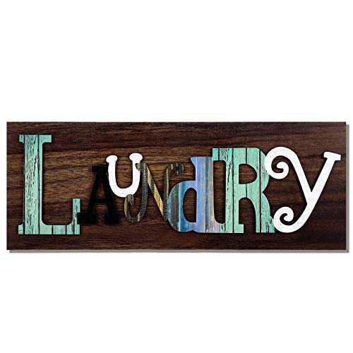 Hicarer Rustic Laundry Sign, Vintage Wooden Laundry Signs, Farmhouse Laundry Wall Plaque Art Hanging Sign for Home Laundry Room Washroom Wall Decor, 15.7 x 6 Inches (Brown)