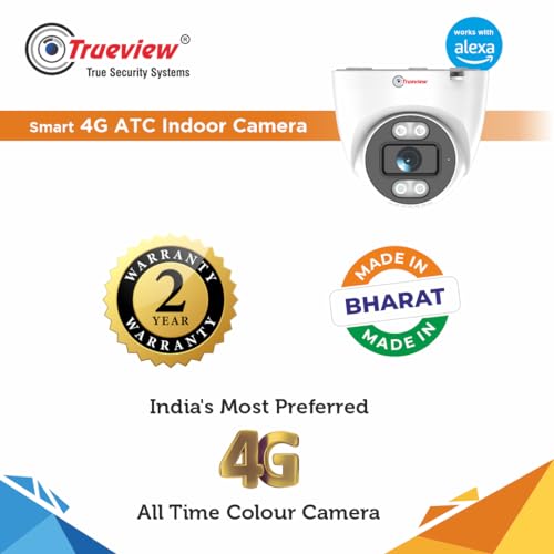 Trueview Smart Security Camera 4G 3mp CCTV Dome Camera for Home | Shop | Office | Farm | Construction Site | Sim Based Camera (4G Sim Based 3MP 1296p HD with 4 IR LED) 2 41Kw10Q1SXL