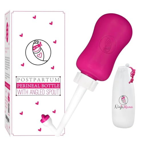 Image of Ninja Mama Peri Bottle for Postpartum Care Post Partum Essentials for Pain Relief, Tears & Hemorrhoids After Birth Portable Perineal Bottle with Angled Spout Labor & Delivery Hospital Bag. (355ml)