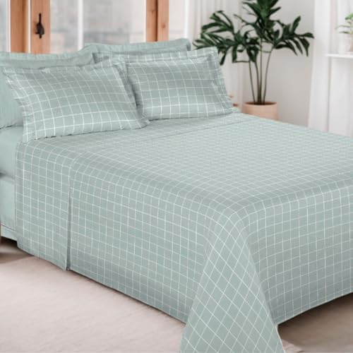 Jogo de Cama 100% Algodão 300 Fios Percal Lençol Antiácaro Respir...