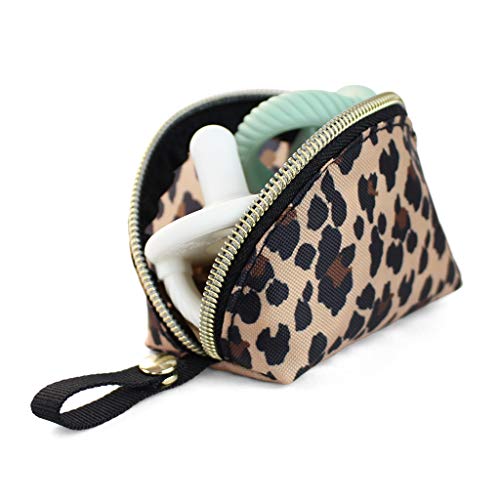 Image of Itzy Ritzy Everything Storage Pouch - Fits 2 Pacifiers - Snap Handle Attaches to Diaper Bag, Stroller or Purse - Holds Earbuds, Chargers, Change or Disposable Bags (Leopard)