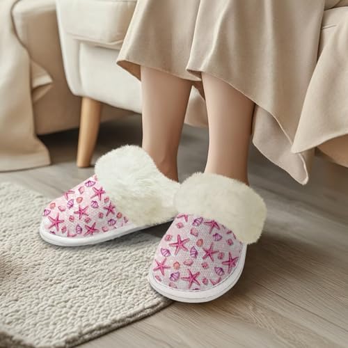 Plush Shoes for Women Fuzzy Slippers with Fur Edges Closed Toe Soft Warm Bedroom Shoes for Winter Apartment3