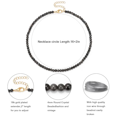 Vinswet Choker Necklace for Women Real Stone and Crystals Necklaces 4mm Beaded Choker Jewelry Meditation Gemstone Gift for Women — view 5