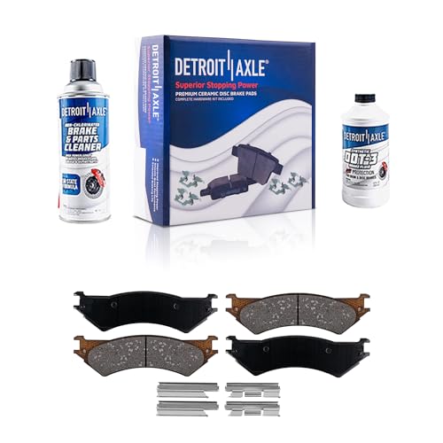 Image of Detroit Axle P-802 Replacement for Ford E-250 Econoline Club Wagon E-350 Super Duty REAR Ceramic Disc Brake Pads w /Hardware - 4pc set