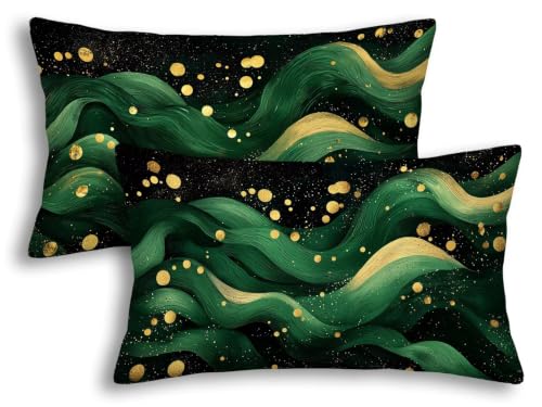 Housse coussin vert imperméable 40x80cm déperlant double face - 2