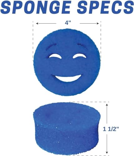 Image of The Original Scrub Moji Scrubbing Sponge by Smilyeez (Set of 6) - Purple - Temperature-Responsive Polymer Foam, Stain and Odor Resistant, Ideal for Kitchen and Bathroom Cleaning