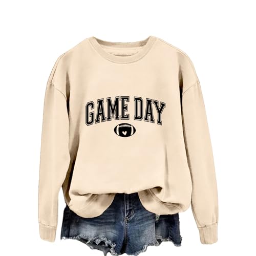 Game Day Sweatshirt Women Football Sweatshirt Football Graphic Pullover Casual Crewneck Long Sleeve Game Day Fan Tops