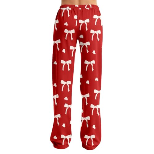 Christmas Pajama Pants Women Fall Wide Leg Baggy Elastic Waist Pj Bottoms | Pajama Bottoms Women Soft High Waisted Cute Print Christmas Pj Pants Lounge Wear Fall Outfits Casual Lightweight Sleepwear — view 4