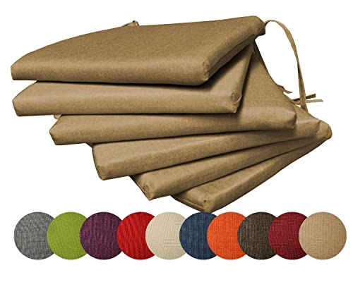 chilly pilley Coussin De Jardin Set De Coussins De Chaises De Jardin Coussin De Siège Salon Chambre Plusieures Couleurs (Set: 6 Oreiller, Cappuccino)