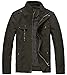 Wantdo Chaqueta de Algodón Casual Chaqueta Cuello Alto Sahariana Rompevientos Cremallera Delgada Chaqueta Informal con Botón Hombre Verde Militar X-Large