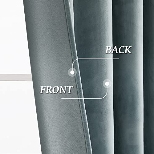Image of RYB HOME Stone Blue Velvet Curtains 72 inches- Blackout Curtains for Bedroom Modern Elegant Luxury Decoration for Small Window Kid Room, Stone Blue, W52 x L72 inches, 2 Panels | Blackout Curtains, Modern Elegant Luxury Decoration, for Laundry & Dormitory, Stone Blue, W52 x L72, 2 Panels
