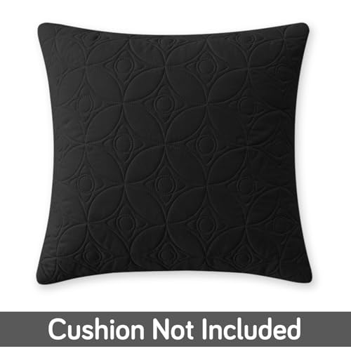 Image of HOKIPO 100% Leakproof Quilted Cushion Cover for Sofa 16x16 Inches, Set of 2, Jet Black (AR-6280-BLK*2)