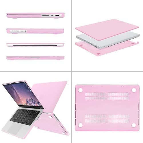 Image of MOSISO Compatible with MacBook Pro 14 inch Case 2025 2024 2023 2022 2021 M5 M4 M3 M2 M1 A3434 A3112 A3185 A3401 A2918 A2992 A2779 A2442, Hard Shell&Keyboard Cover&Screen Film&Pouch,Clear Pink