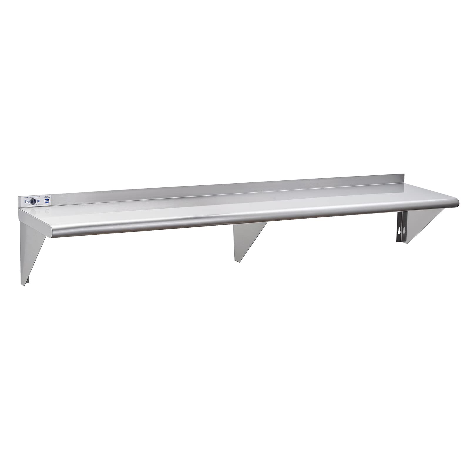 Profeeshaw NSF Stainless Steel Shelf 14” x 72”, 450 lb Commercial Shelves Wall Mounted Metal Shelving with Backsplash and 2 Brackets for Restaurant,
