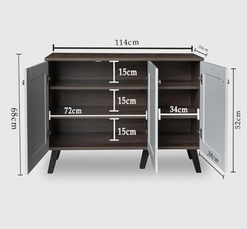 Image of Mevigo Wooden Shoe Rack Cabinet for Entryway - Modern 3 Door 6-Tier Storage Organizer, Wooden Cupboard for Home, Space Saving Shoe Rack Wallnut Shoes Storage Cabinet -White-VA1