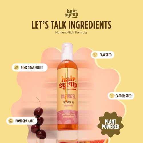 Hair Syrup | Rapunzel Pre-Wash Hair Oil | Infused with Pink Grapefruit, Sweet Almond & Cherry | Revitalise Your Scalp & Mind | Vegan | 100% Natural | 100ml