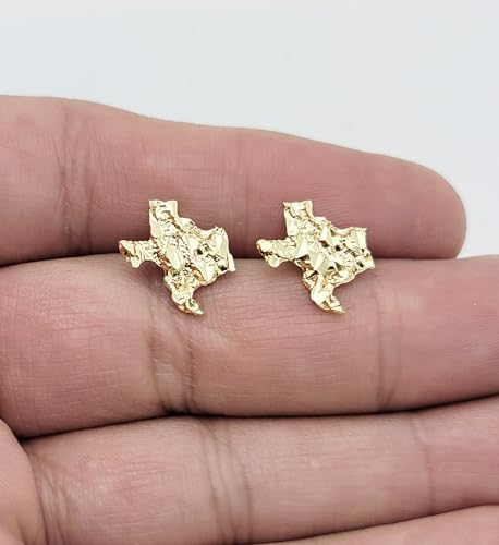 10k Yellow Gold Texas Nugget Earrings 12 mm x 11 mm3