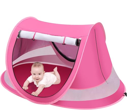 Image of Baby Beach Tent, Pop Up Toddler Travel Bed for Boys or Girls, Sun Shade for Toddler Camping, Infant Portable Sun Shade, Summer Beach Baby
