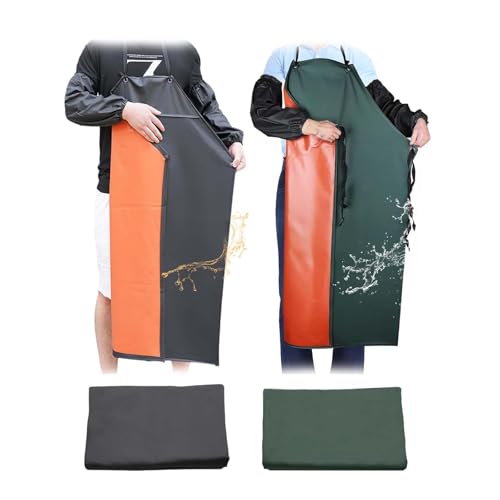 ZHYUAN 2 Stück Wasserdichte Gummi-Vinyl-Schürze,Unisex Schürze,Wasserdicht Schürze,Wasserdichte ölbeständige PVC-Schürze,Wasserdicht Gummischürzen,Chemikalienbeständige Arbeitsschürze,Arbeitsschürze