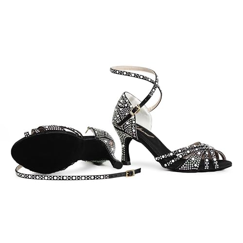 Image of Latinsoul Y205-36 Women's Crystal Rhinestone Latin Dance High Heel Shoes - Stylish Adjustable Strap Design Comfortable Dance Shoes