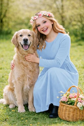 Image of Deerose Girls Maxi Dress Short Sleeve Casual Long Dresses with Pockets 5-14 Years