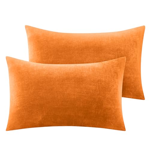 Image of BEDELITE Flannel Pillowcases Standard Set of 2, Burnt Orange, 20x26 Inches