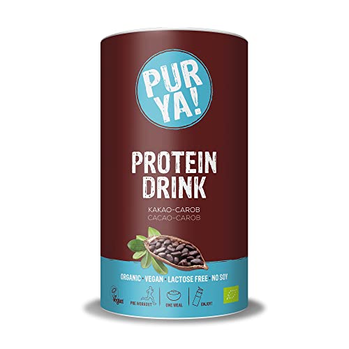 Purya! Bio Kakao-Carob Bebida En Polvo, Para Bebidas Y Batidos Proteicos Saludables, Proteína Vegana En Polvo Para Músculos Y Fitness, Sin Lactosa, 550G