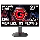 KOORUI ゲーミングモニター 27インチ Fast IPS コンピューターモニター 320Hz QHD HDR400 ディスプレイ PIP/PBPモード 1ms PCスクリーン 98% DCI-P3 色域 Adaptive Sync VESAマウント対応 HDMI 2.0 DP 1.4 モデルG2721E image