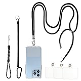 3Pcs Universal Phone Lanyard Crossbody Adjustable Cell Phone Neck Shoulder Lanyard Wrist Stretchy Strap w 3 Patch for Universal Hand Wrist Phone Charm Compatible with Smartphones Key ID Card Holder