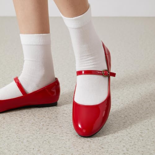 Image of Rekayla Flats for Women Mary Jane Shoes Women Round Toe Ballet Flats with Buckle Strap Comfortable Dress Shoes for Work Casual Daily Wear