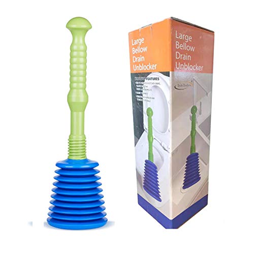 Large Powerful Drain and Sink Plunger for Kitchens, Bathrooms, Sinks, Baths, Waste Pipes and Showers.Commercial Style Heavy Duty, Powerful,Large Bellows