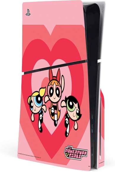 Skinit Decal Gaming Skin Compatible with PS5 Slim Disk Console - Officially Licensed Cartoon Network Powerpuff Girls Patches Design
