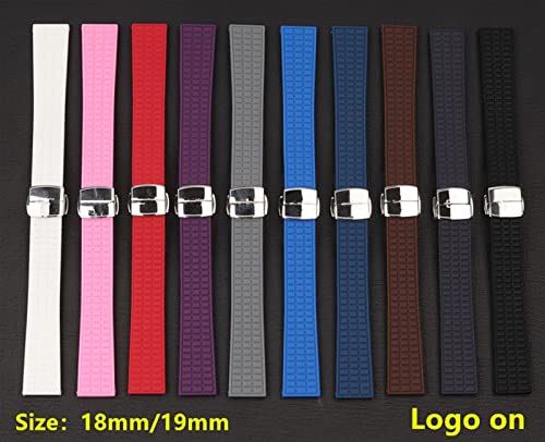 Bracelet montre 19mm caoutchouc noir boucle pour montre Aquanaut 5067A 491PTK - 2
