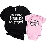 For This Child We prayed Answered Prayer Mommy And Me Matching Outfits, Religious Mom Baby Girl Matching Rainbow Baby, Blessed Mama NICU Infant Matching Shirts Miracle Baby Boy