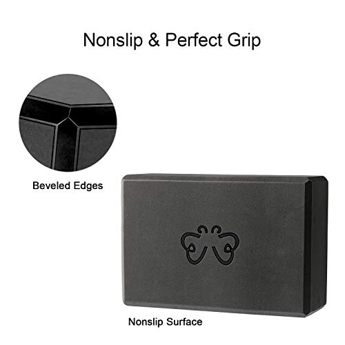 Yoga Blocks 2 Pack for Women Home Yoga Beginners Practices Class Studio Accessories,Pilates, Meditation,High Density EVA Non-Slip Surface Soft and Light (YB01-black) - Thumbnail 2
