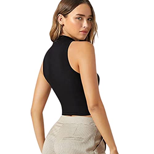 Image of Women's Solid Ribbed Crop Tank Top - Stylish Western Sleeveless Top for Girls