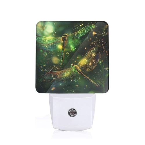 Image of Led Night Light, Dragonfly Decorative Plug in Nightlights,with Smart Auto Dusk to Dawn Night Light for Bedroom, Kitchen, Nursery, Bathroom