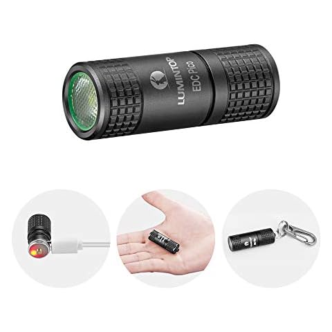 Mini Torch EDC, Keyring Torch Rechargeable, LED Flashlight LUMINTOP EDC Pico, 2019 New Design, Super Bright Micro Rechargeable with Built-in Battery and USB Cable (Black) Cover