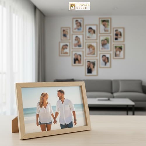 Image of 4x6 Inch Wooden Photo Frame | Fits 4x6 Photos | 0.5 mm Unbreakable Acrylic Front | Wall & Tabletop Display | Lightweight Gallery Style Frame for Home & Office (12, Natural Wood Finish)