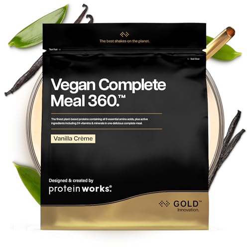 Protein Works | Vegan Complete Meal 360 – GOLD Innovation, preisgekrönter veganer Mahlzeitenersatz-Shake, hochwertige pflanzliche Zutaten, Vitamine & Mineralien, Vanillecreme, 5 Mahlzeiten, 500g