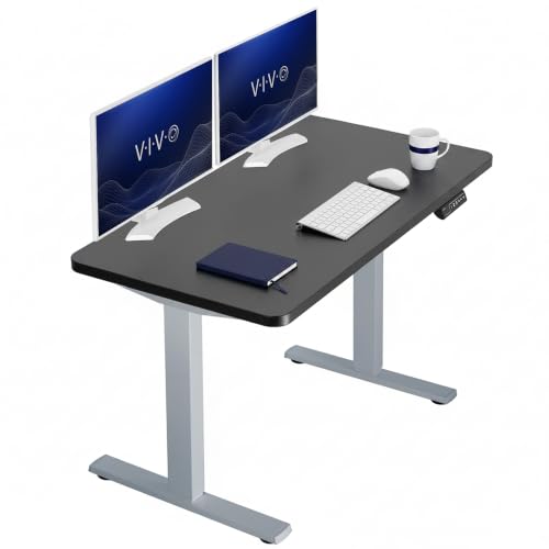 Image of VIVO Electric 43 x 24 in Standing Desk, Memory Height Adjustment, 1B Series, Holds 220 lbs, One-Piece Black Top, Gray Frame, DESK-KIT-1G4B
