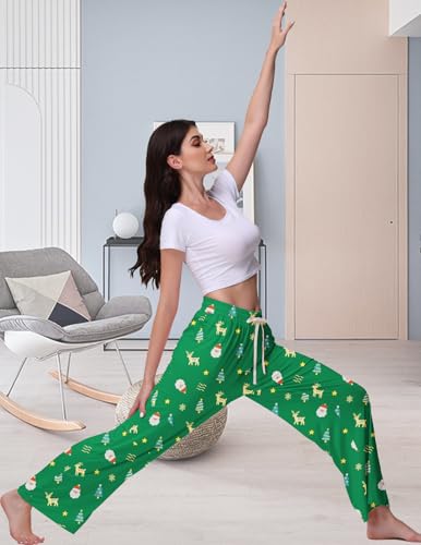 Image of Veseacky Women's Wide Leg Lounge Pants Yoga Pajamas Comfy Stretch Drawstring Pajamas Puls Size Dance Bottoms S-4XL