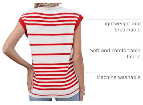 Image of AKEWEI Sweater Vest Women Sleeveless Knitted V Neck Cap Sleeve Pullover Tank Tops 2025 Summer Fall Fashion Causal Trendy