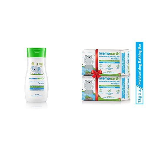 Image of Mamaearth Gentle Cleansing Baby Shampoo : New Borns, Babies And Kids (0-5 Years).200Ml And Mamaearth Bathing Bar For Babies - Pack Of 4