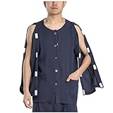 TOVCHEI Nach Einer Schulteroperation Genesung Langarmhemden, Vollständig Offene, Abreißbare Hosen, Bettlägerige Patientenkleidung,Blue b top,M
