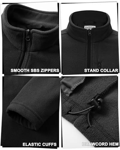33,000ft Men's Full Zip Fleece Jacket Lightweight Warm Soft Polar Long Sleeve Jackets with Pockets for Winter Hiking Casual4